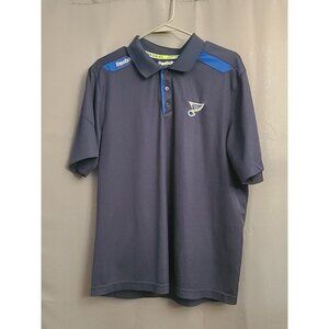 St. Louis Blues Reebok Play Dry Center Ice Collection Polo Shirt Size Large